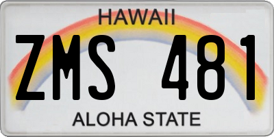 HI license plate ZMS481