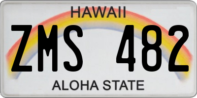 HI license plate ZMS482