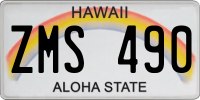 HI license plate ZMS490