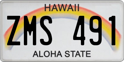 HI license plate ZMS491