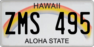 HI license plate ZMS495