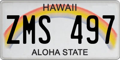 HI license plate ZMS497