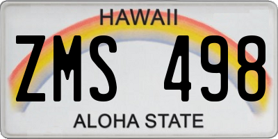 HI license plate ZMS498