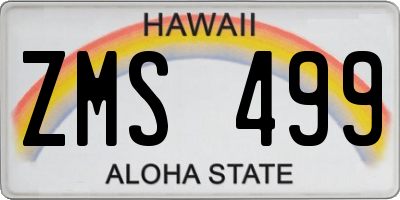 HI license plate ZMS499