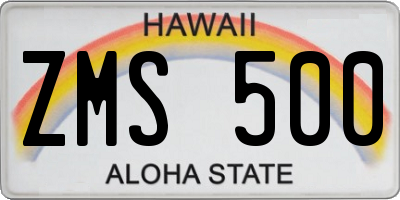 HI license plate ZMS500