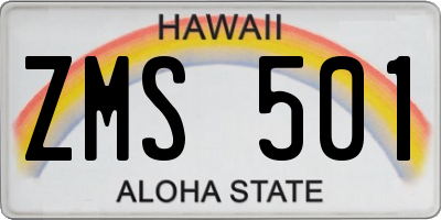 HI license plate ZMS501