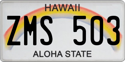 HI license plate ZMS503