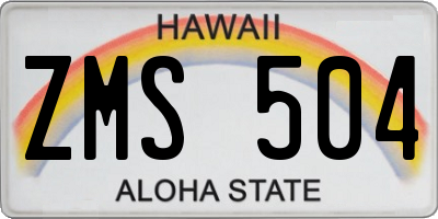 HI license plate ZMS504