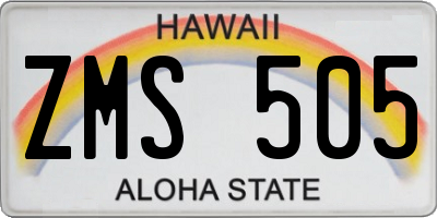 HI license plate ZMS505