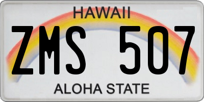 HI license plate ZMS507