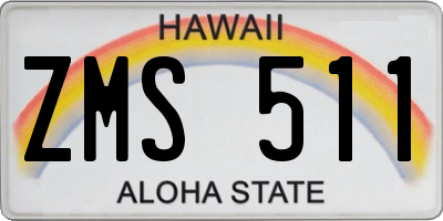 HI license plate ZMS511