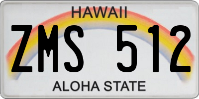 HI license plate ZMS512