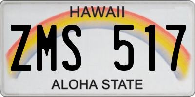 HI license plate ZMS517