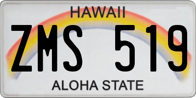 HI license plate ZMS519