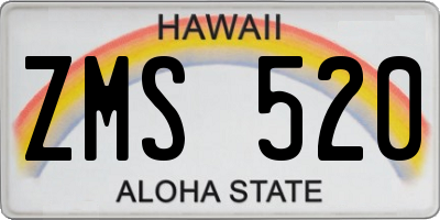 HI license plate ZMS520