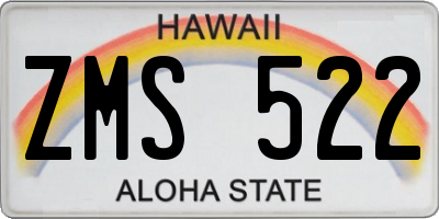HI license plate ZMS522