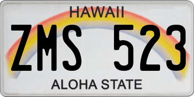 HI license plate ZMS523