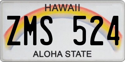 HI license plate ZMS524