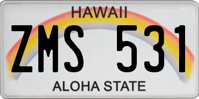 HI license plate ZMS531