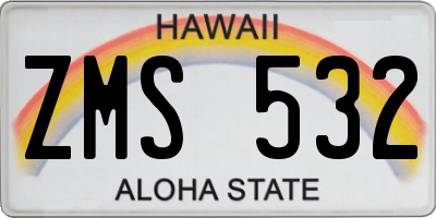 HI license plate ZMS532