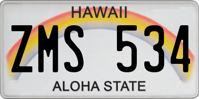 HI license plate ZMS534
