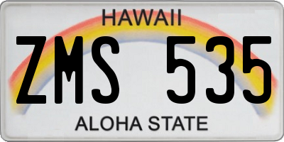 HI license plate ZMS535