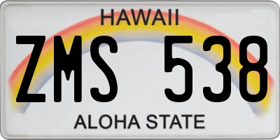 HI license plate ZMS538
