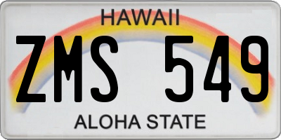HI license plate ZMS549