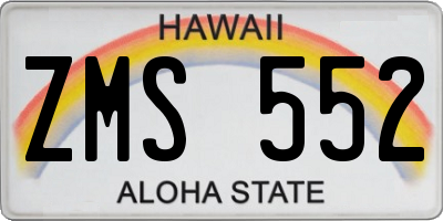 HI license plate ZMS552