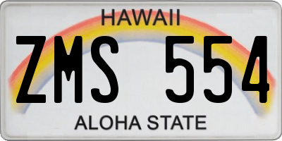 HI license plate ZMS554
