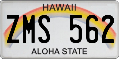 HI license plate ZMS562