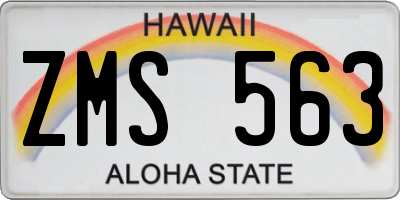 HI license plate ZMS563