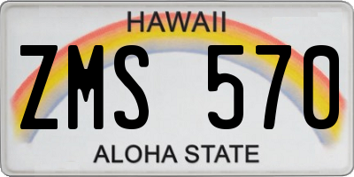 HI license plate ZMS570