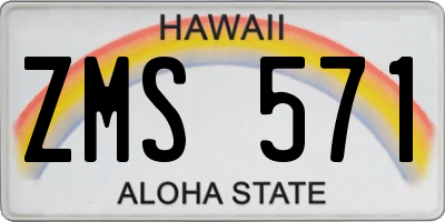 HI license plate ZMS571