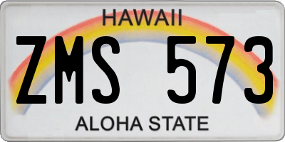 HI license plate ZMS573