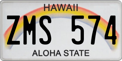 HI license plate ZMS574