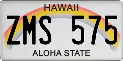 HI license plate ZMS575