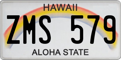 HI license plate ZMS579