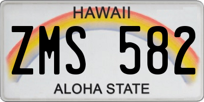 HI license plate ZMS582