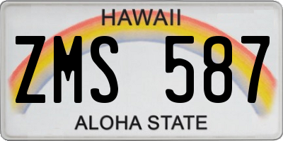 HI license plate ZMS587