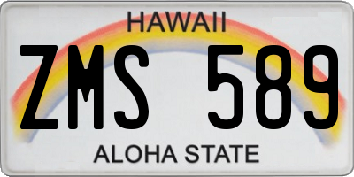 HI license plate ZMS589