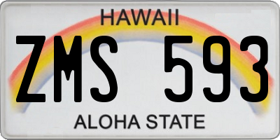 HI license plate ZMS593