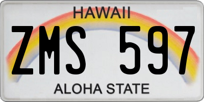 HI license plate ZMS597
