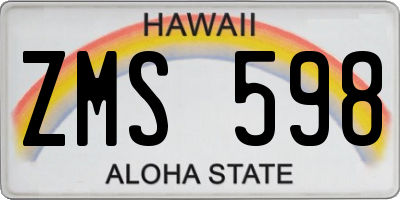 HI license plate ZMS598