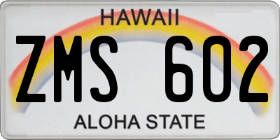 HI license plate ZMS602