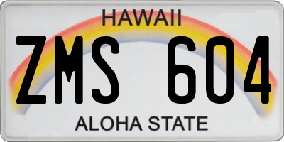 HI license plate ZMS604