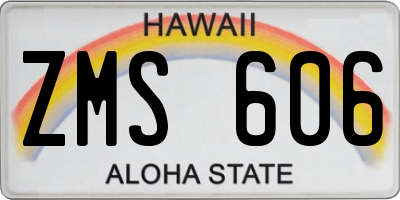 HI license plate ZMS606