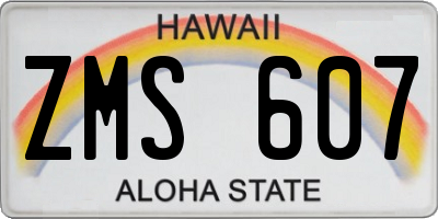 HI license plate ZMS607