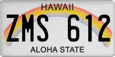 HI license plate ZMS612