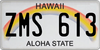 HI license plate ZMS613